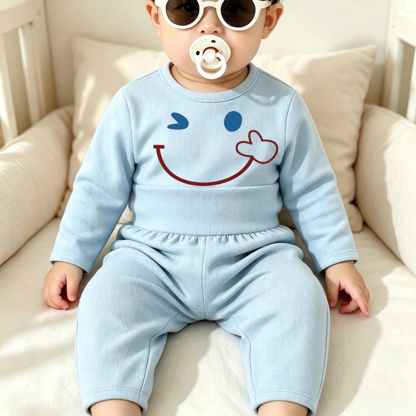 Home clothes double-sided German velvet autumn clothes long underwear set children's baby high-waist belly pants baby pajamas set