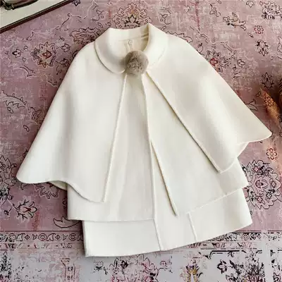 Pre-sale Petit Nez] Vintage 100% wool double-sided cashmere hand-stitched coat parent-child Cape skirt