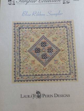 Laura self-made blue ribbon canvas embroidery cross stitch