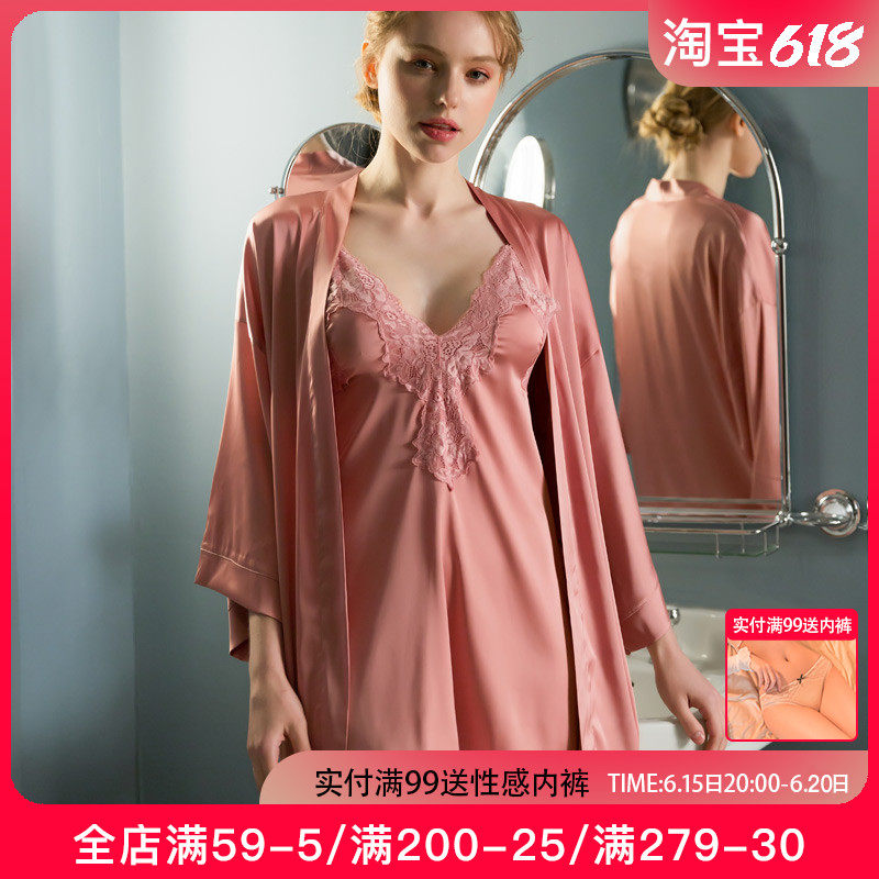 Sexy Sleepwear Women's Summer Harnesses Sleeping Skirts Pyjamas Two Sets Lace Bathrobes Morning Gown Silk Home Suits Suit