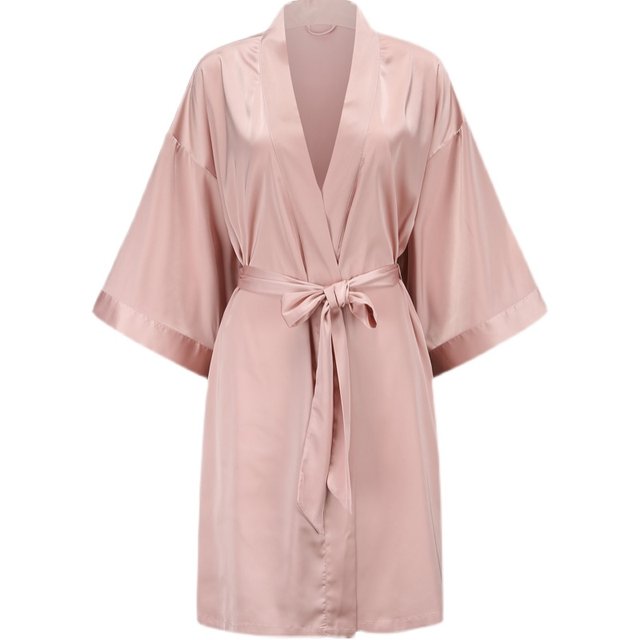 Shang Xiaolou ice silk nightgown sexy pajamas ແມ່ຍິງພາກຮຽນ spring ແລະ summer bridal bathrobe bridesmaid dress ພັກ nightgown ເຮືອນໃສ່ສີແຂງ