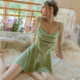 Sexy Pajamas for Women Spring and Autumn Style Silk High-Quality Small Breast Show Big Swing Collar Suspender Nightgown Nightgown Home Clothes Set