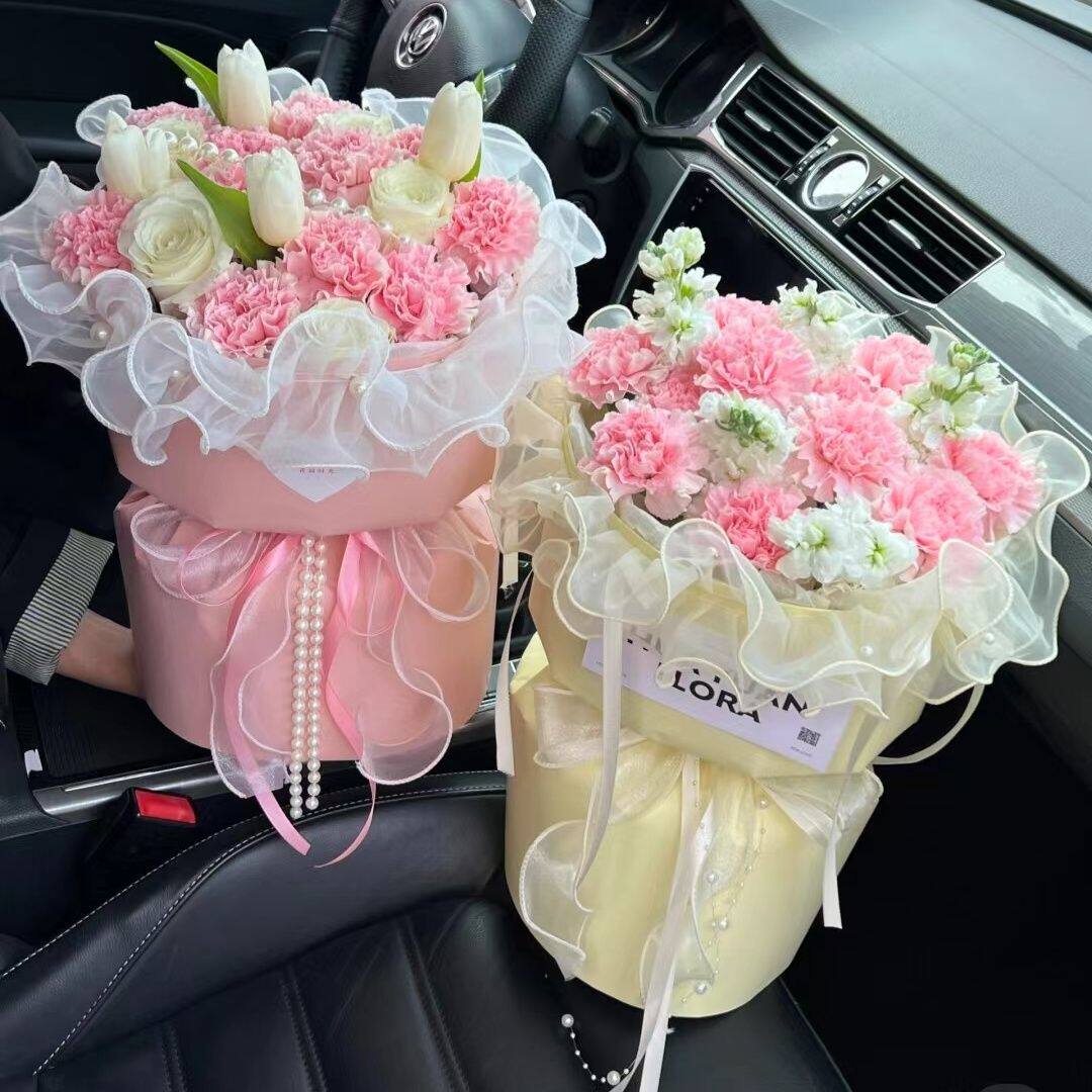 网红加密褶皱欧根纱钉珠鲜花，打造梦幻般的浪漫氛围-花艺纱网/纺织布-淘宝好物网