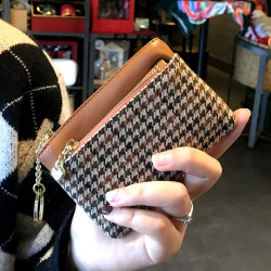 Houndstooth Compact Wallet Coin Purse Women's Mini Coin Bag 2024 ຮູບແບບໃຫມ່ທີ່ຮ້ອນແຮງ Exquisite High-End Niche Design