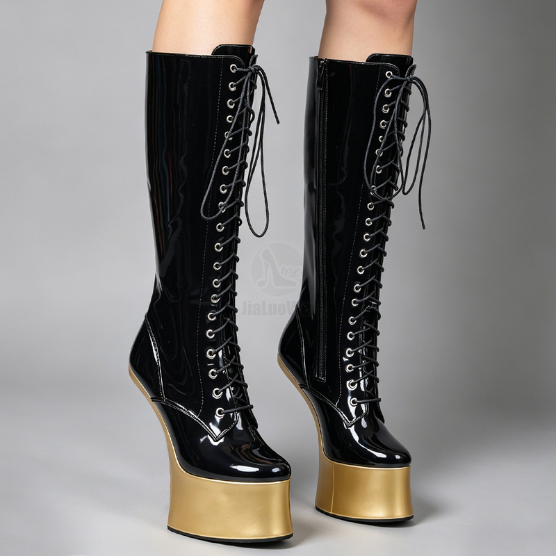 Ku Moon's New Heel-Less Horseshoe High Heels 18cm Ultra-High Heel Knee-High Boots Nightclub Pole Dancing Cos Boots