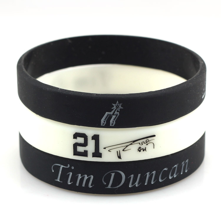 21st Spurs Duncan Sáng bóng rổ Vòng đeo tay Lava Silicone Dây đeo cổ tay Nghỉ hưu Ren kỷ niệm vành và lưới bóng rổ	