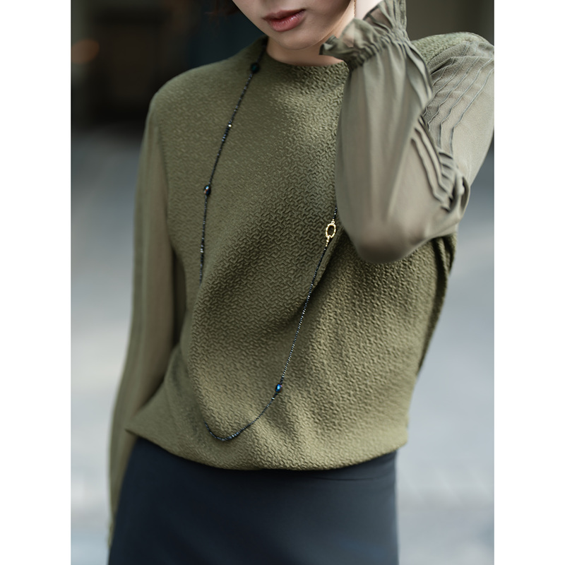 Chongmi Heavyweight Guanle Crepe Silk Top Women's Long Sleeve 2026 Autumn New Style Easy and Simple Mulberry Silk Shirt