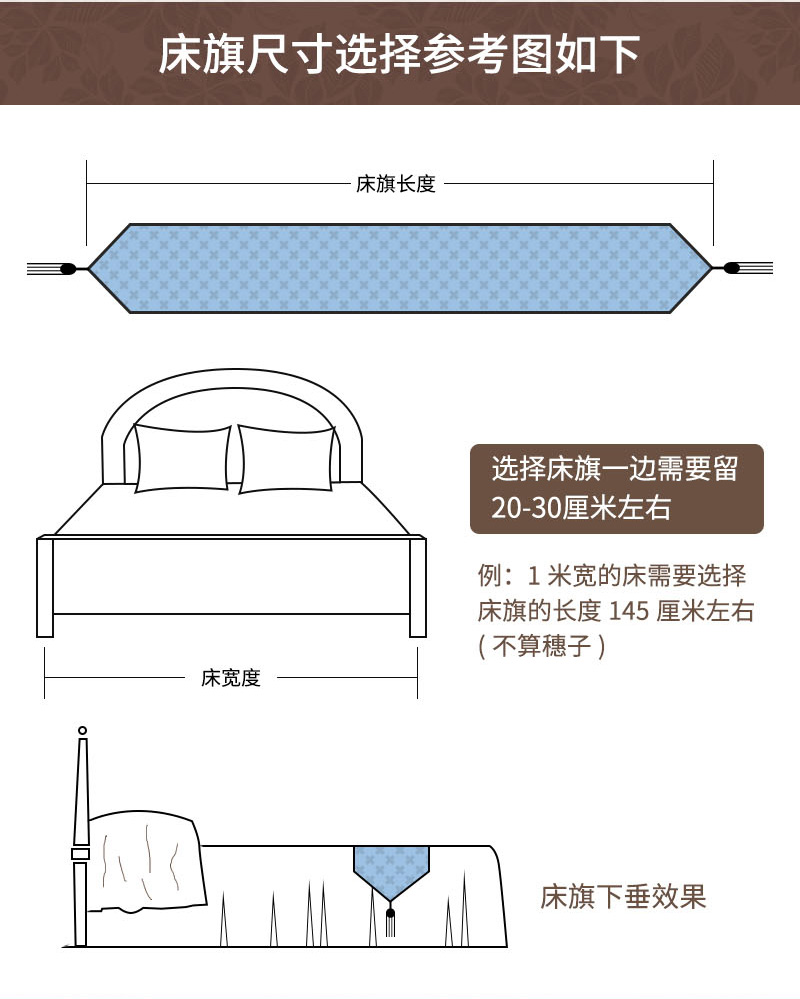Mới Trung Quốc Damask Hotel Bed Flag Hotel Inn Bed Tail Model House Bed Cover Bed Tail Vải Bảng Flag Blue - Trải giường ga giường đẹp sang trọng