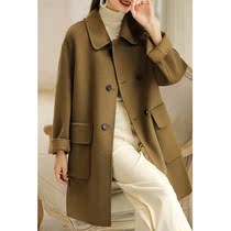 Sandro Fashiong double-sided cashmere coat women winter small man long coat women 2021 New