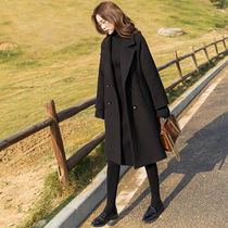 Sandro Fashiong black coat double-sided cashmere medium long coat women 2021 New Winter Women