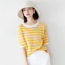  SandroSvpr hollow knitted short-sleeved T-shirt womens 2021 summer new thin loose thin all-match top