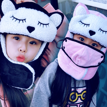 Childrens hat autumn Winter girl Lei Feng cap warm hat scarf-integrated boy gush winter protective ear hat baby