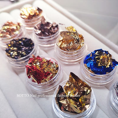 joujou's same style of nail art gold foil paper pleated retro matte ultra-bright color double-sided foil paper ultra-thin nail set