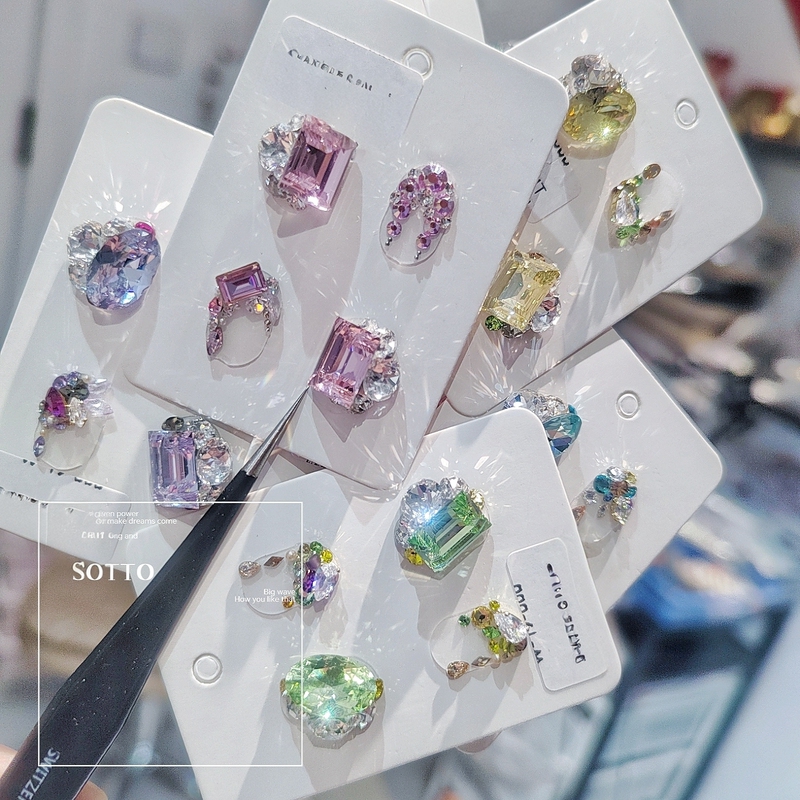 【Xmt Huan Chun】Finished Diamond Ball Material Kit Nail Art Accessories Set K9 High-Quality Imported Austrian Zircon Sparkling