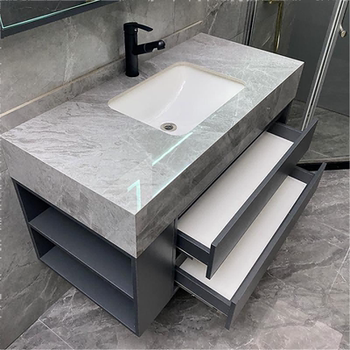 Glossy rock slab bathroom cabinet pull faucet for installation