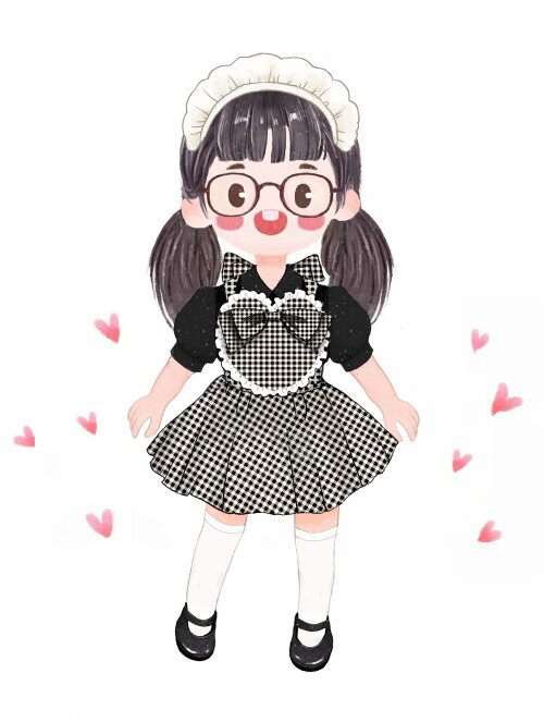 Maid outfit black and white grid peach heart apron cute maid cosplay maid outfit lala maid shop cos women's clothing
