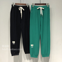 2021 Autumn New elastic waist label decoration loose slim Joker student nine-point guard Pants Sweatpants women tide