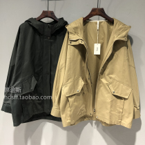 2022 Spring loaded South Korea 2day new pure color loose Han Fan BF wind in long style with cap windsurf jacket female tide
