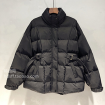 2020 winter solid color Korean version loose double side drawstring waist thin stand collar down cotton cotton jacket quilted jacket female