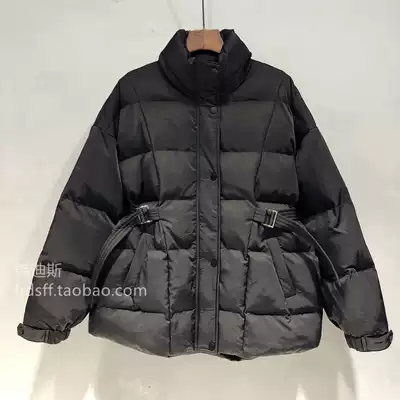 2020 winter clothes solid color Korean version loose bilateral drawstring waist thin stand-up collar down cotton cotton jacket quilted jacket female