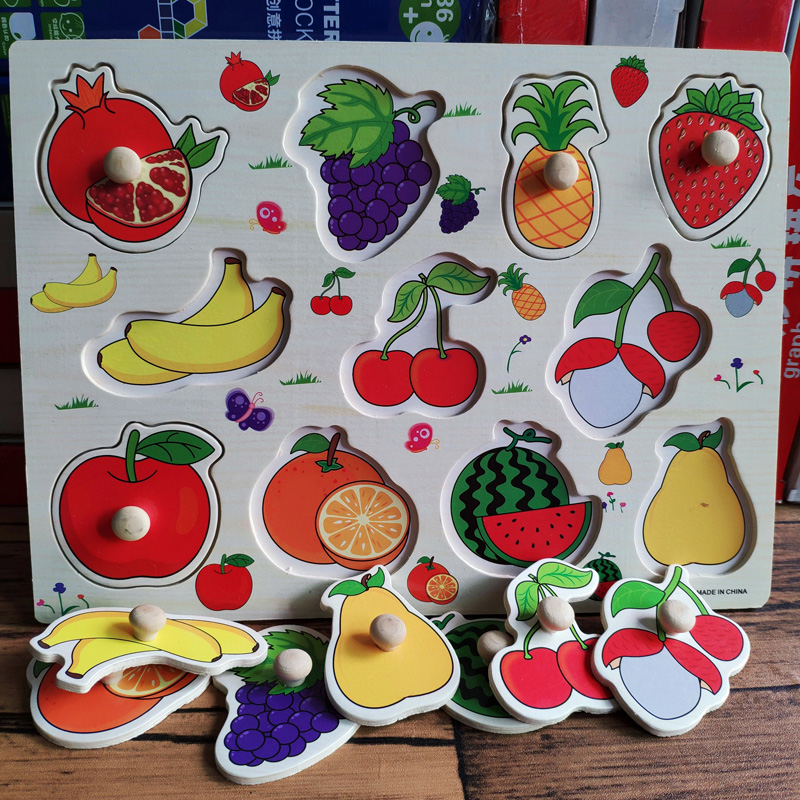 Kindergarten Baby Boy Girl girl Puzzle Force 1-3-6 Year Old Children Hands Grab Board Insert Block Board Jigsaw Puzzle