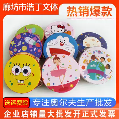 Orff musical instrument children's cartoon tambourine wooden kindergarten teacher performance tambourine baby hand drum toy
