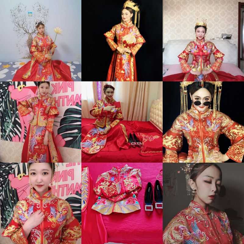 色兰印象出租秀禾服刺绣中式婚服穆斯林回族结婚回门礼服