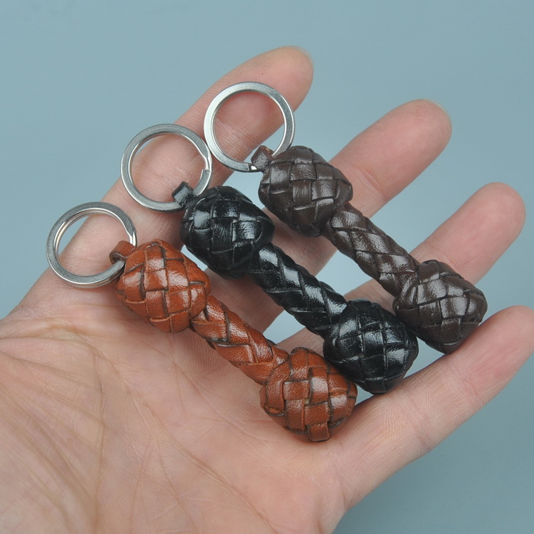 polo bone keychain head layer cowhide hand woven keychain bone head type real cowhide keychain