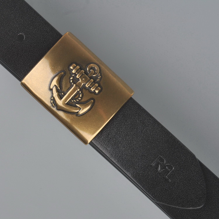 2018 New rrrl men's casual first layer cowhide belt POLO anchor smooth buckle belt (3 8cm)