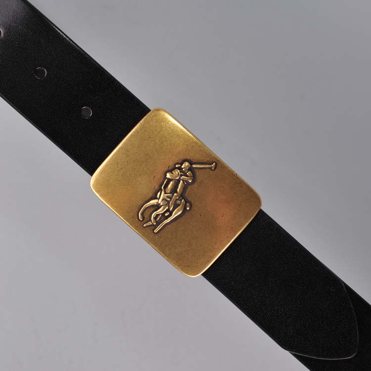 Polo Men's casual belt head layer cowhide belt golden plate buckle (width 3 8cm)