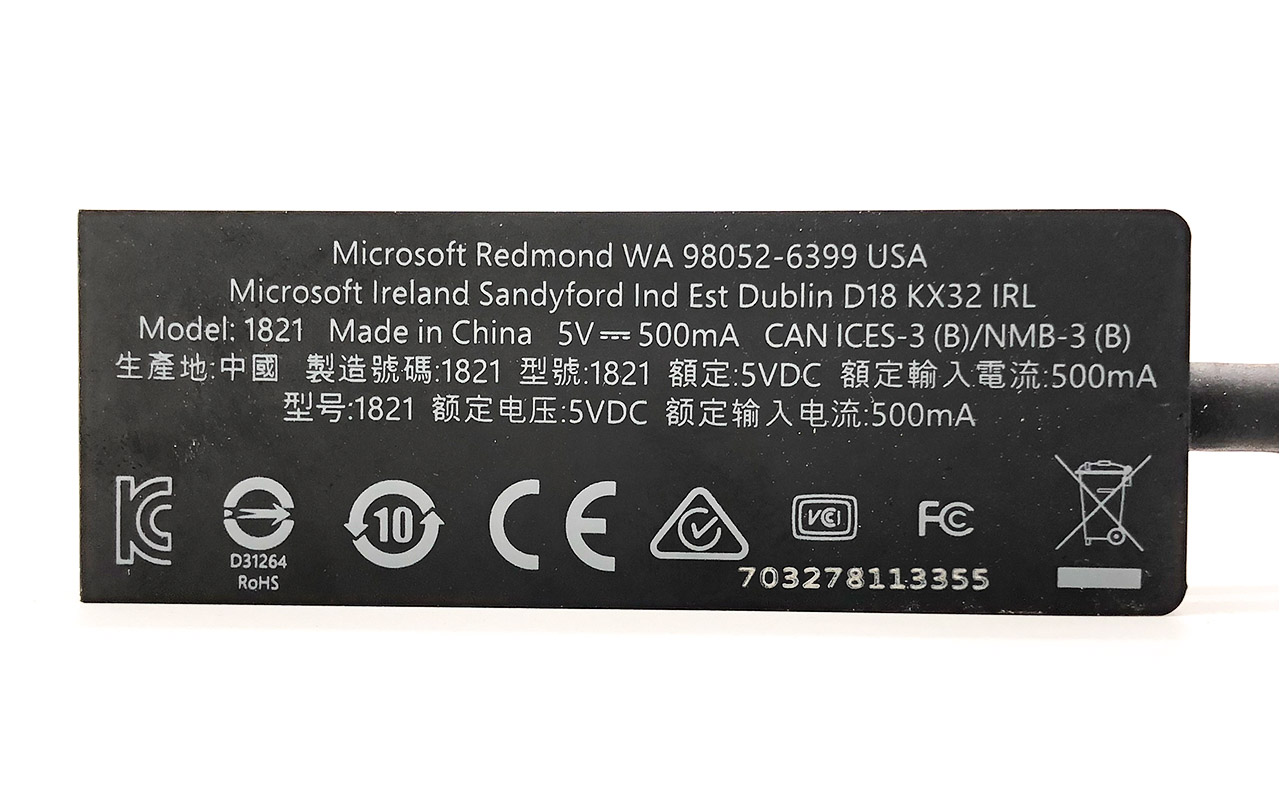 新到货微软Surface 4/5/6/7/8 USB3.0转RJ45 千兆有线以太网卡转换器头Microsoft Surface 1821 USB 3.0 Gigabit Ethernet Adapter Ejs-00002 支持局域网唤醒