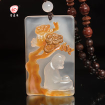 Baolei Yuan Dharma Enlightenment Personality Hand carved ice seed chalcedony mens pendant Natural Agate Year of Life