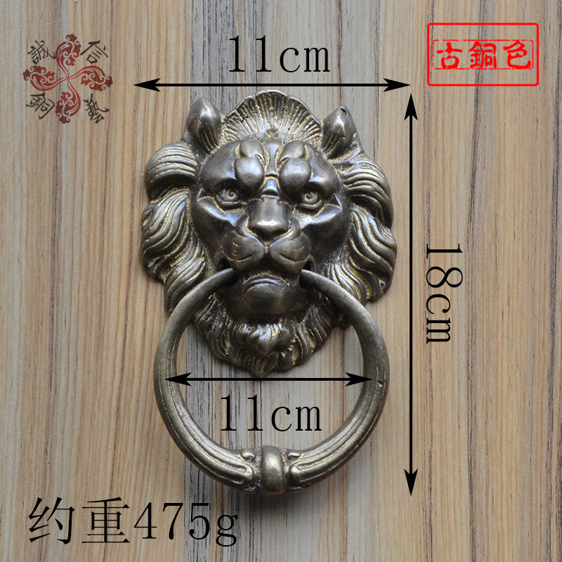 Classical evil spirits Antique pure copper beast head door knocker Large courtyard outdoor door handle Lion head handle door knocker