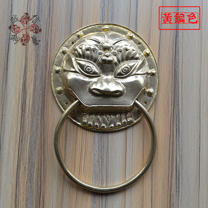 Antique door handle door cymbal pure copper accessories Vintage lion head tiger head handle buckle hand beast head Chinese style wooden door knocker