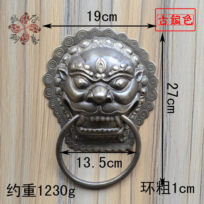 Pure copper handle antique Chinese door ring animal head door ring pure copper lion head villa door buckle copper pull ring