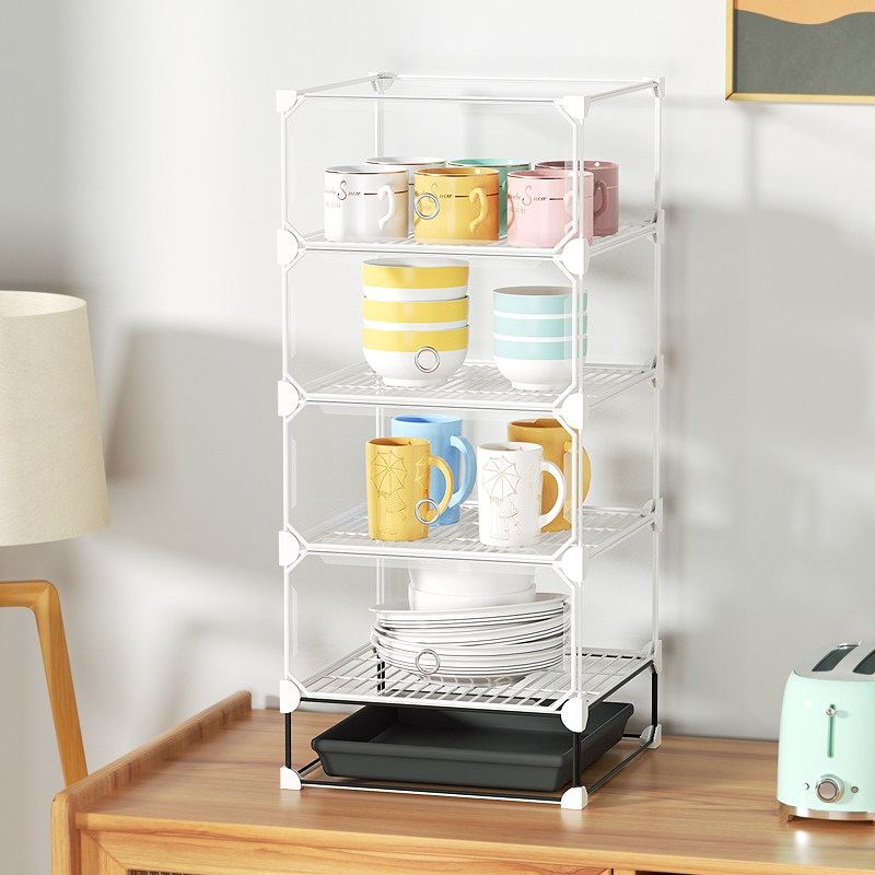 Cup shelf shelf tabletop teacup placed rack tea container plate plate glass transparent layered asphalt frame