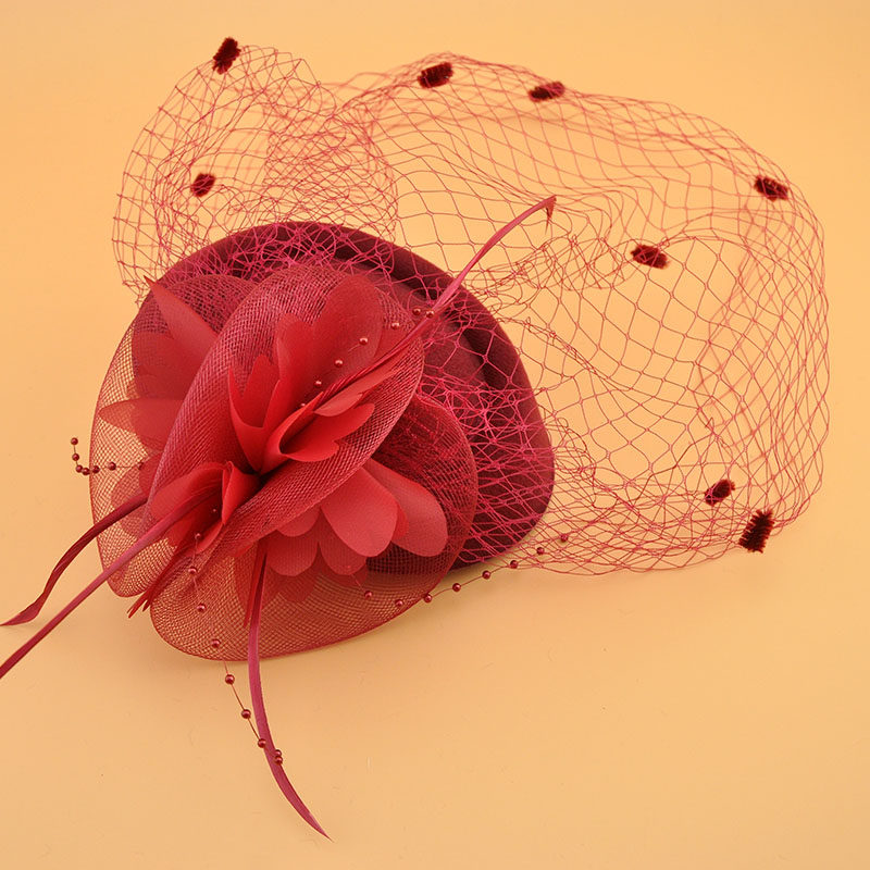 Bride ladies woolen mesh head flower small top hat hair clip headdress British retro Korean veil hat hair accessories