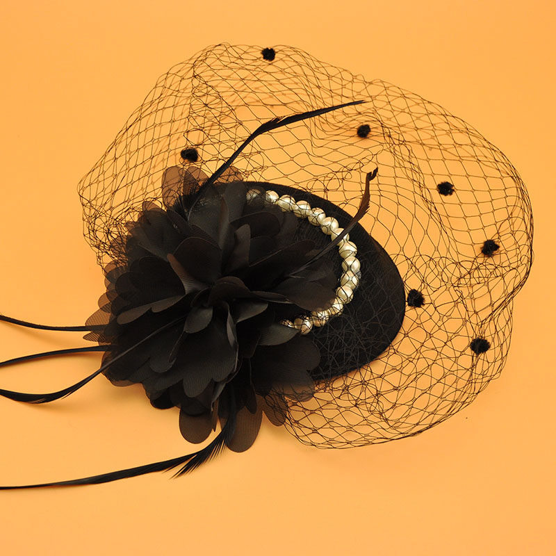 Bridal headwear, ladies, flowers, veil, small hat, hair accessories, hair clips, retro Republic of China pearl hair clips, photo studio accessories