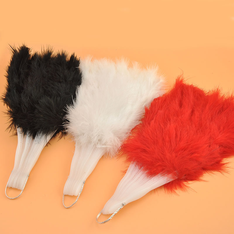 Qipao Walk Show Performance Feather Fan Dancing Photo Props Retro Country Wind Black-and-white Red Mirror Photo Gallery Performance Contest