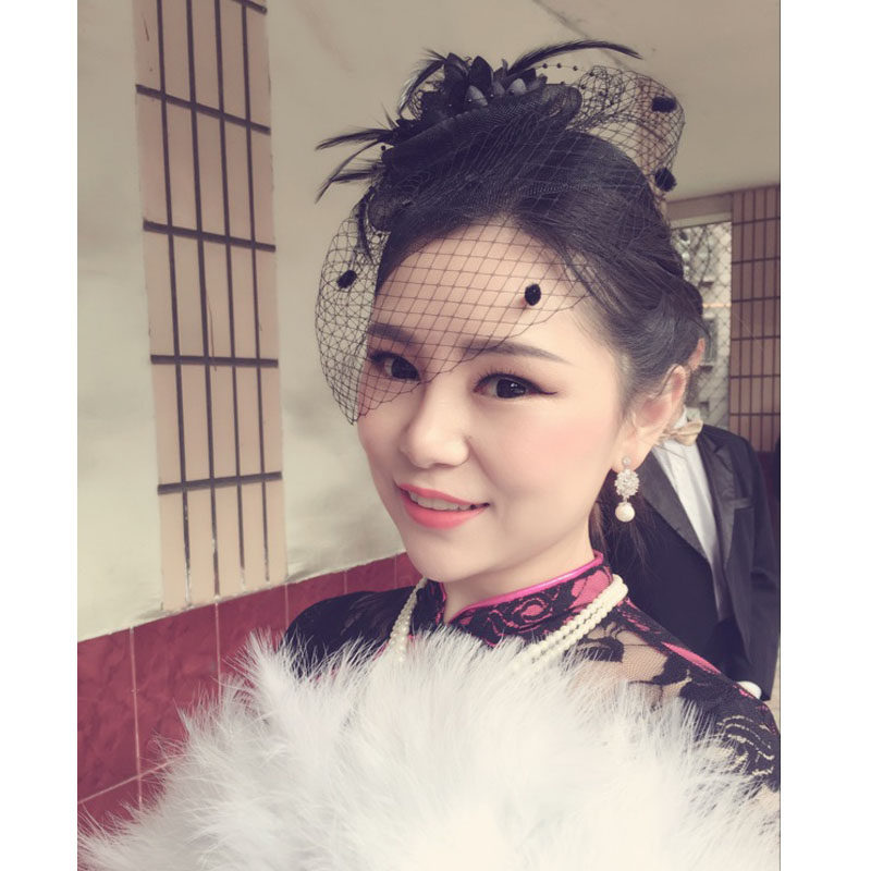 European and American retro handmade flowers bridal bridal wedding mesh yarn head flower hair adorned with black and white red eye veil hair accessories