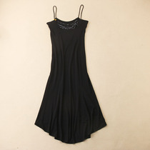 D8 British single luxury big-name silk black noble evening dress suspender dress cool summer dress