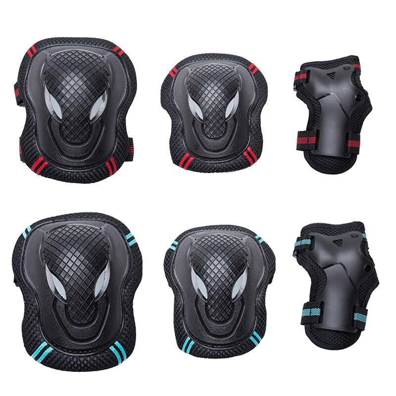 Thickened wheel slip protective gear 6 pieces of protective kneecap for children Adult skating anti-fall and ice-sturdy skateboard protective gear 