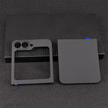 Suitable for Samsung Z Flip6 Phone Case, Kevlar Aramid Carbon Fiber Zflip6 Protective Case, Zflip6 Ultra-Thin Flip6 Full-Cover Matte Hard Case, Men's Business High-End Anti-Drop