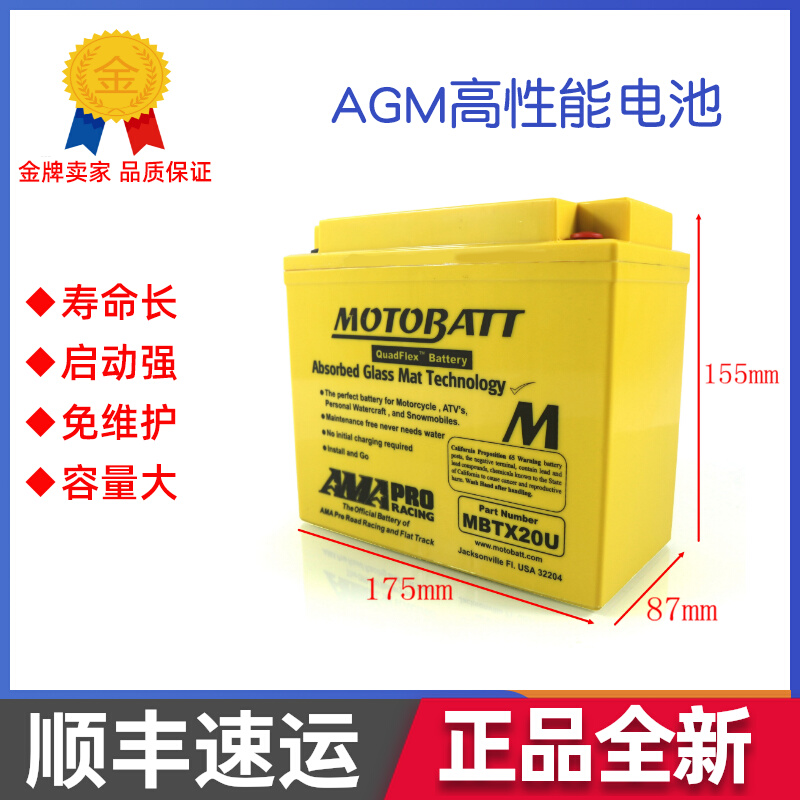 Harley 1745cc TAG Heuer Soft Tail Night Luther Dana Soft Tail Commander Big Dog Motorboat YTX20L Battery Battery