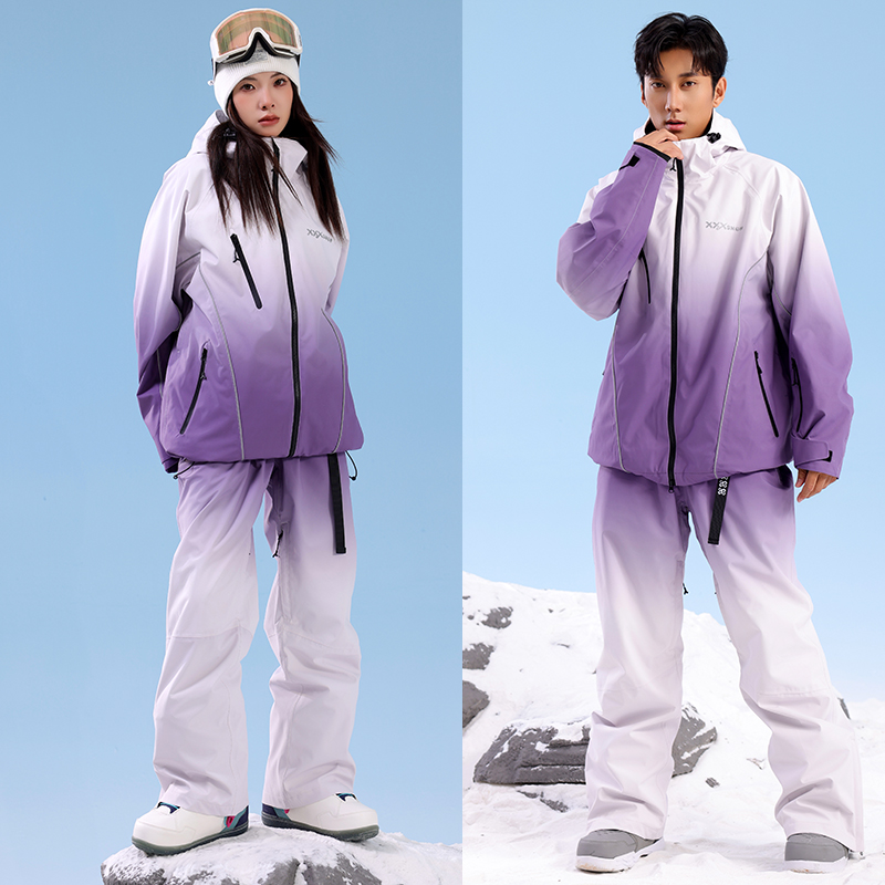 XXXsnow スノーボードスーツ レディース グラデーション スキースーツ 3L 防水 プラス コットン メンズ スノー ウィンタースーツ