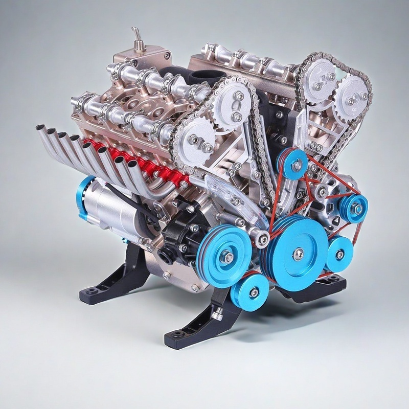 Saturn Culture Engine Model, All-Metal Assembly, Can Start, Mini Car Engine Toy, V8 Four-Cylinder Assembly