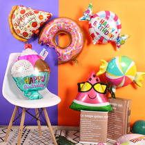 New candy ice cream birthday pizza popcorn aluminum film balloon Birthday party decoration holiday balloon