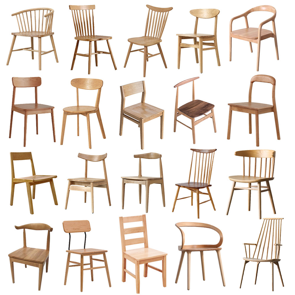 Nordic all solid wood dining chair Oak casual dining room home stool backrest chair Windsor chair hotel furniture custom-made