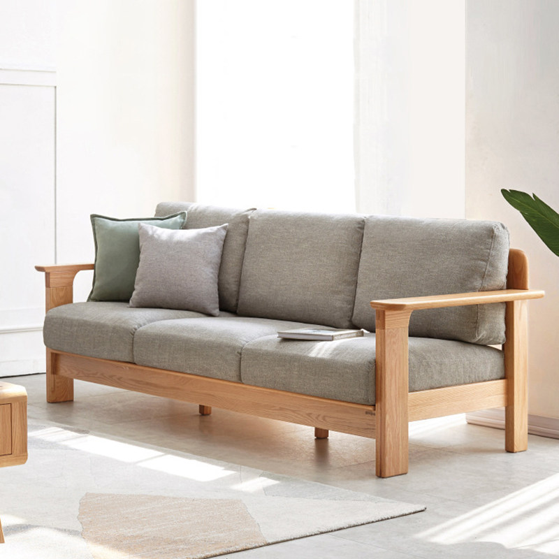 Nordic Solid Wood Sofa Chair Double Composition Modern Minima Small Household Type Day Style Living Room Log Whole Oak Furniture