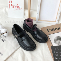 Black small leather shoes female students Korean version Joker retro English ins2021 Spring New JK uniform Japanese